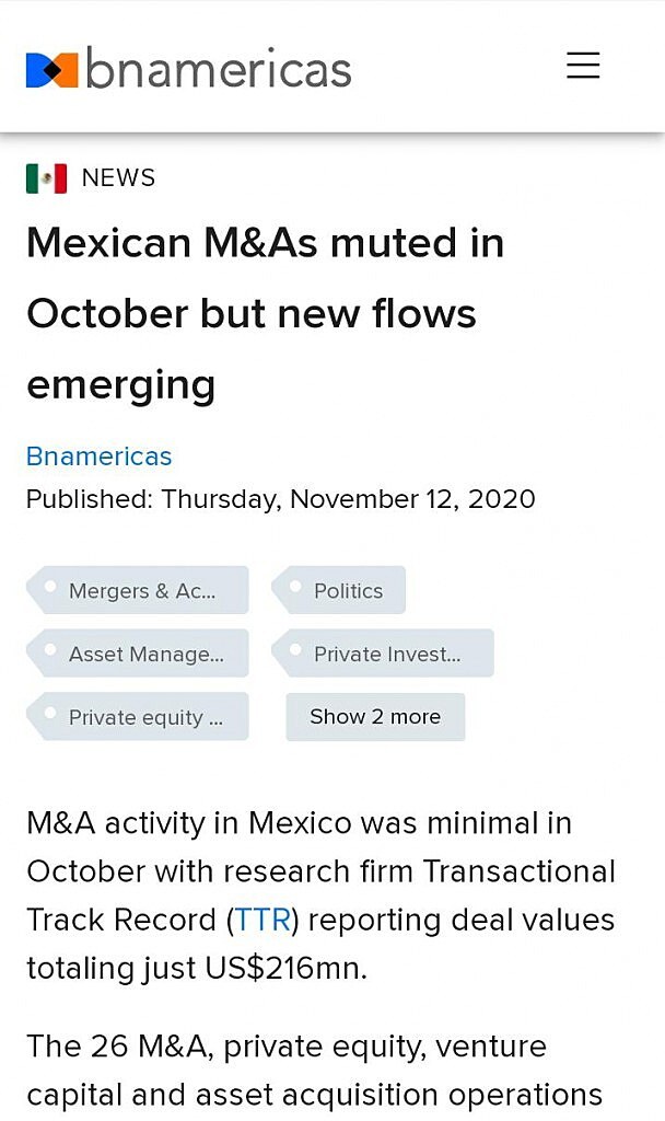 Mexican M&As muted in October but new flows emerging